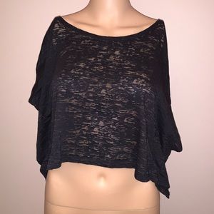 Sheer off the shoulder black crop top